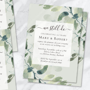 Convite Sage Green Eucalyptus Ainda Vow Renewal 50th