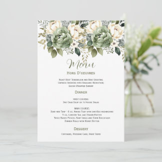 Convite Sage Green Eucalyptus Floral Wedding | Menu