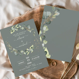 Convite Sage Green Eucalyptus Greenery Casamento Elegante