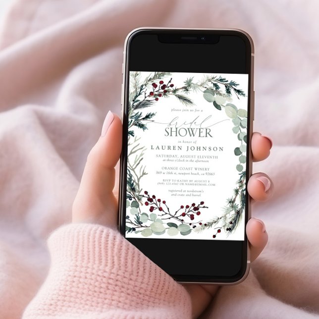 Convite Sage Green Eucalyptus Greenery Chá de panela Berry (Criador carregado)