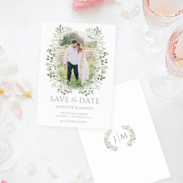 Convite Sage Green Eucalyptus Greenery Salve A Foto Da Dat (Criador carregado)