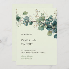 Convite Sage Green Eucalyptus Watercolor Greenery Wedding