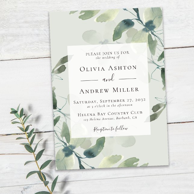 Convite Sage Green Eucalyptus Wedding (Criador carregado)