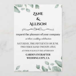Convite Sage Green Eucalyptus Wedding Invitation