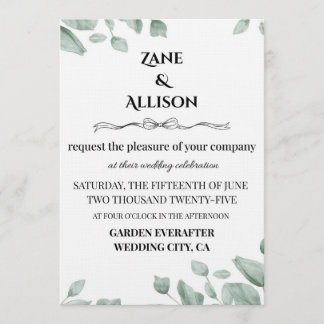 Convite Sage Green Eucalyptus Wedding Invitation