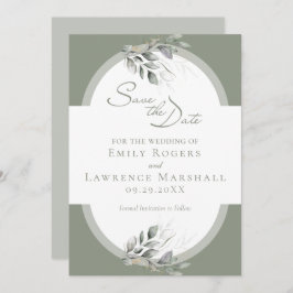 Convite Sage Green Eucalyptus Weding the Date Card