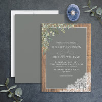 Sage Green Eucalyptus Wood Lace Casamento Inv