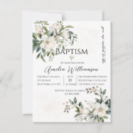 Convite Sage Green Floral Baptism