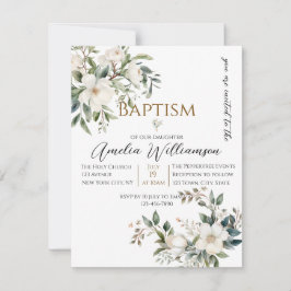 Convite Sage Green Floral Baptism