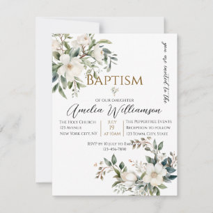 Convite Sage Green Floral Baptism