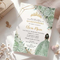 Sage Green Floral Brown Princesa Dourada Quinceañe