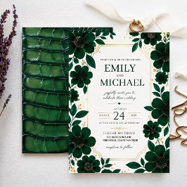 Convite Sage Green Floral Elegant Botanical Greenery Gold