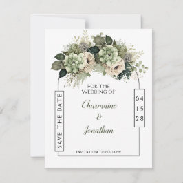 Convite Sage Green Floral Eucalyptus Save the Date |