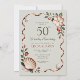 Convite Sage Green Floral Flowers Wedding Anniversary 