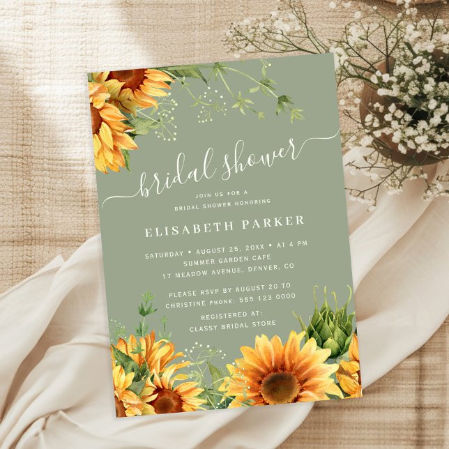 Convite Sage green floral garden bridal shower (Criador carregado)