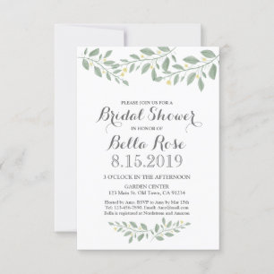 Convite Sage Green Floral Minimalist Chá de panela Invite