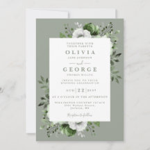 Sage Green Floral Moderno Casamento Botânico