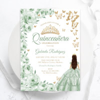 Sage Green Floral Quinceanera