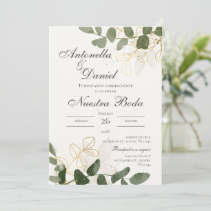 Convite Sage Green Floral Wedation em Espanhol