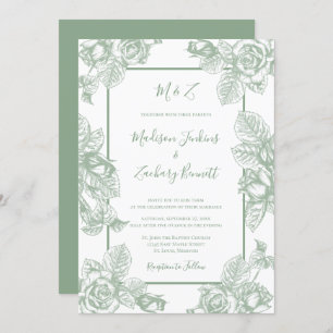 Convite Sage Green Floral Wedding
