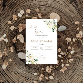 Convite Sage Green Floral wedding invitation in Spanish