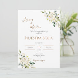 Convite Sage Green Floral wedding invitation in Spanish