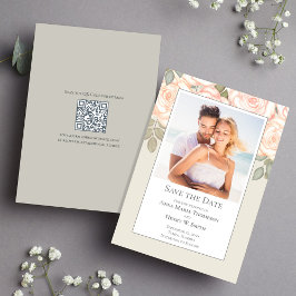 Convite Sage Green Floral Wedding Save the Date Photo