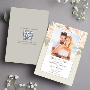 Convite Sage Green Floral Wedding Save the Date Photo