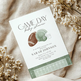Convite Sage Green Football Game Day Baby Shower