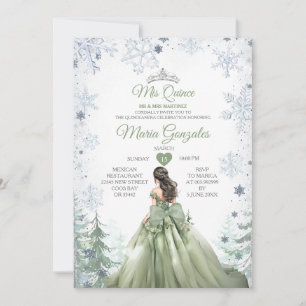 Convite Sage Green Forest Winter Princess Mis Quince