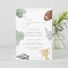 Convite Sage Green Game On Football Birthday