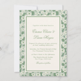 Convite Sage Green Garden Chinoiserie Wedding Invitation