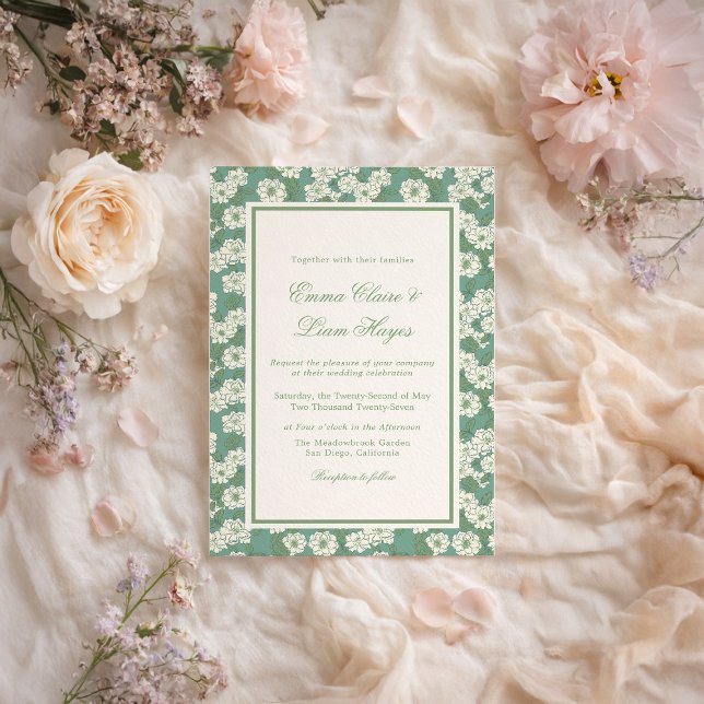 Convite Sage Green Garden Chinoiserie Wedding Invitation (Criador carregado)