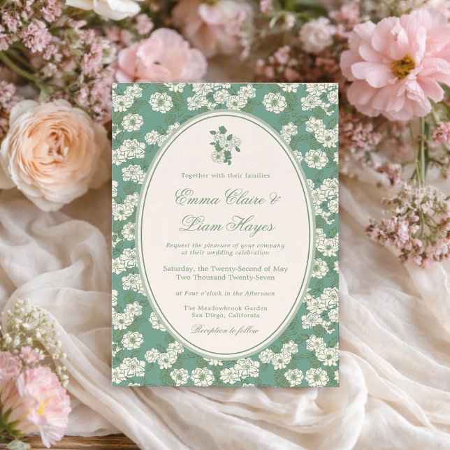 Convite Sage Green Garden Chinoiserie Wedding Invitation (Criador carregado)