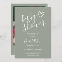 Convite Sage Green Gender Neutral Foto do Chá de fraldas