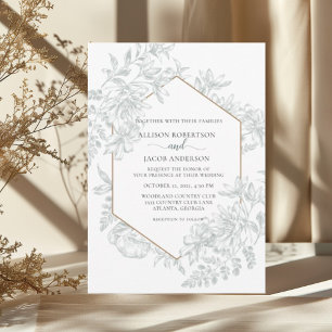 Convite Sage Green Geométrico Floral Tudo Em Um Casamento
