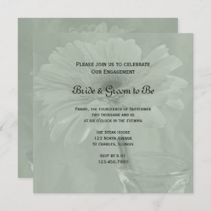 Convite Sage Green Gerber Daisy Festa de noivado
