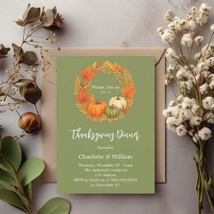 Convite Sage green graças janta orange-abóbora
