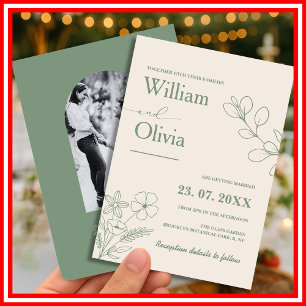 Convite Sage Green Greenery Boho Minimalista Casamento