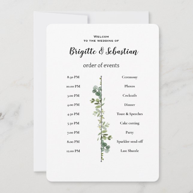 Convite Sage Green | Greenery Gold Wedding Invite (Frente)