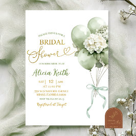 Convite Sage Green Hydrangea Balloon Bridal Shower