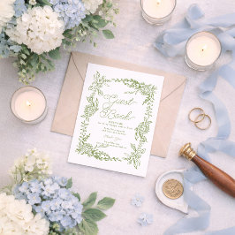 Convite Sage Green Hydrangea Guest Book Table Sign