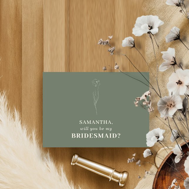 Convite Sage Green Indie Bohem Você será minha dama de hon (Criador carregado)