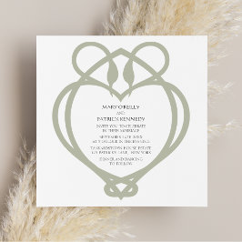 Convite Sage Green Irish Celtic Swan Love Knot Weds