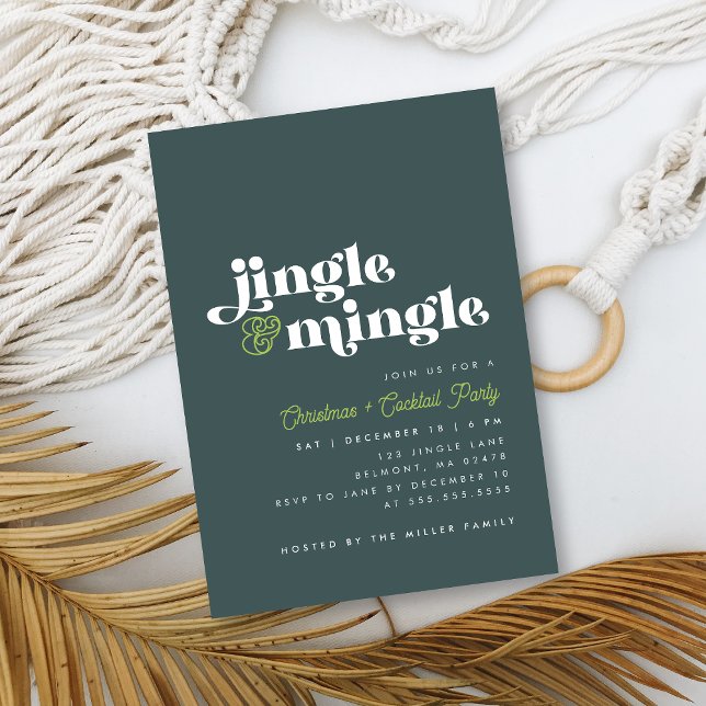 Convite Sage Green Jingle Mingle Modern Christmas Party (Criador carregado)