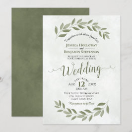 Convite Sage Green Laurel Deixa Casamento Simples De Aquar