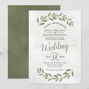 Convite Sage Green Laurel Deixa Casamento Simples De Aquar