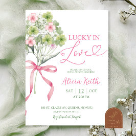 Convite sage green leaf clover bouquet bridal shower