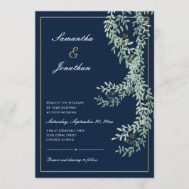 Convite Sage Green Leaf Vines | Casamento Marinho Azul