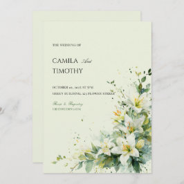 Convite Sage Green Lily of the Valley Floral Wedding